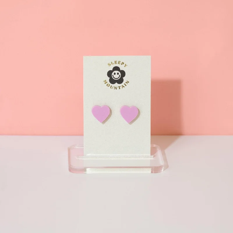 Vibrant enamel earrings-Heart Stud Earrings - Lilac