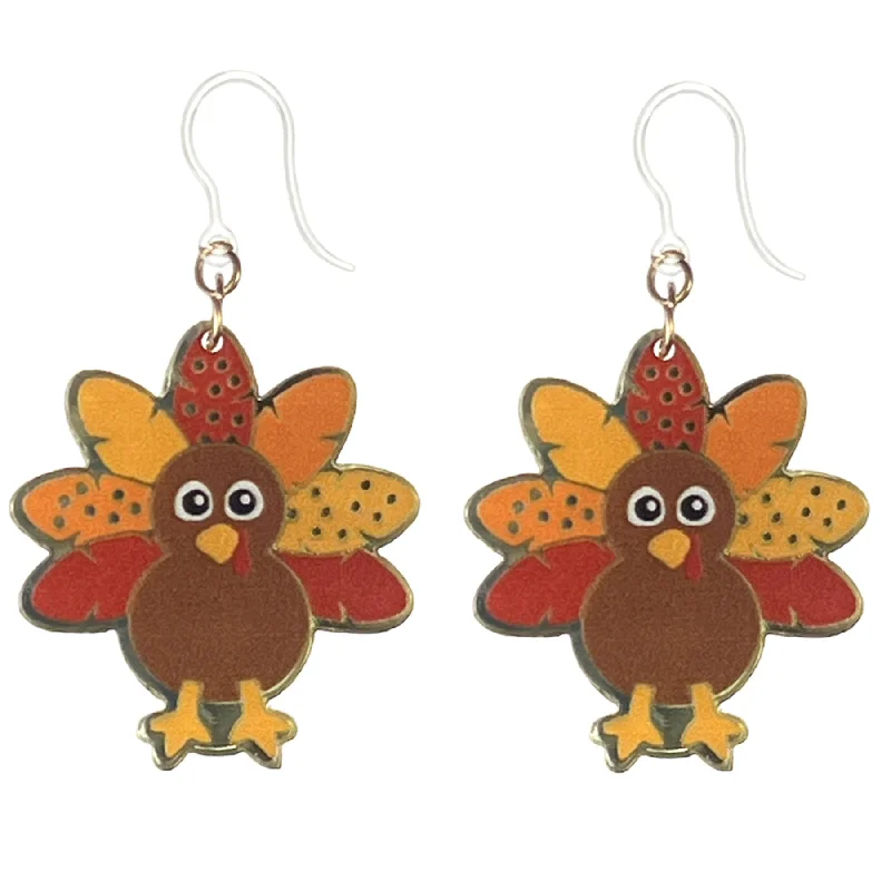 Spinel stud earrings-Quirky Turkey Dangles Hypoallergenic Earrings for Sensitive Ears Made with Plastic Posts