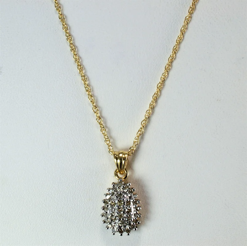 Antique locket necklaces-Tear Drop Design Cluster Diamond Pendant Necklace | 0.16 ctw, 20''|