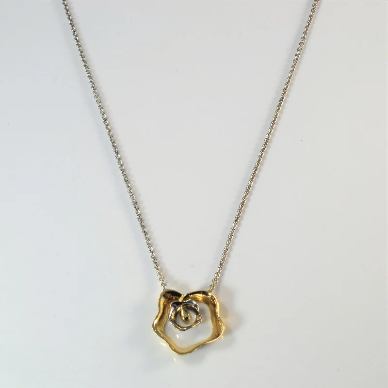 Bee charm necklaces-Two Tone Flower Necklace | 17" |