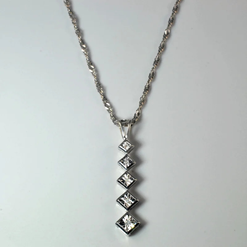 Refined pearl necklaces-Square Set Diamond Necklace | 0.06ctw | 18" |