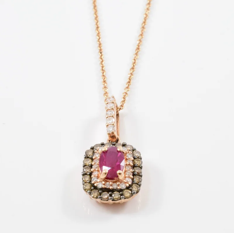 Rope weave necklaces-Effy' Ruby & Champagne Diamond Necklace | 0.25ctw, 0.45ct | 18" |