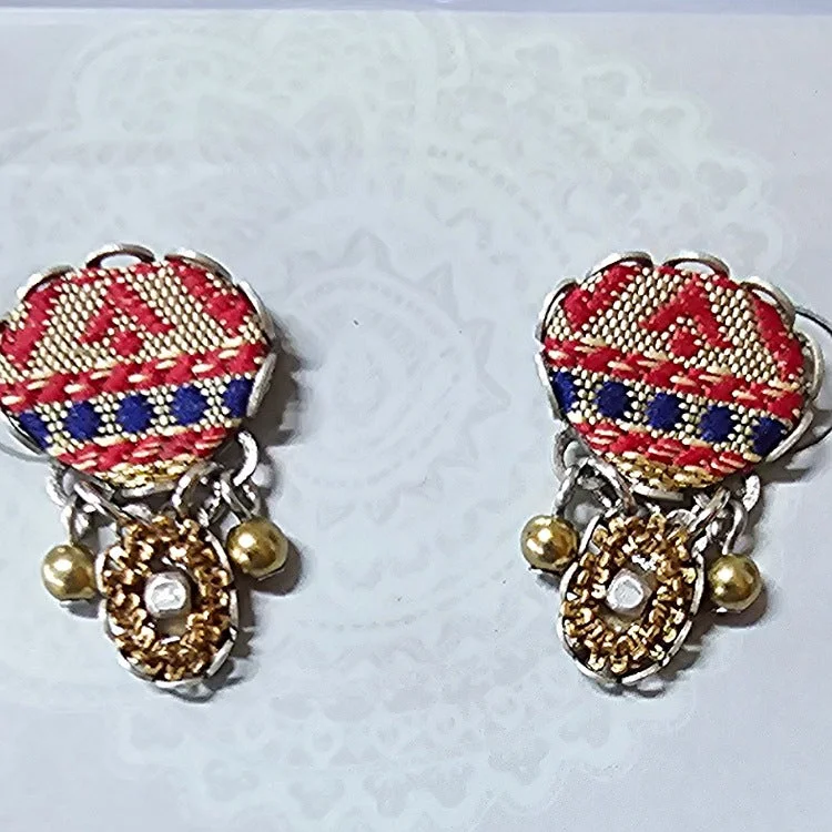 Grand statement earrings-AYALABAR EARRINGS EMBROIDERED STUDS