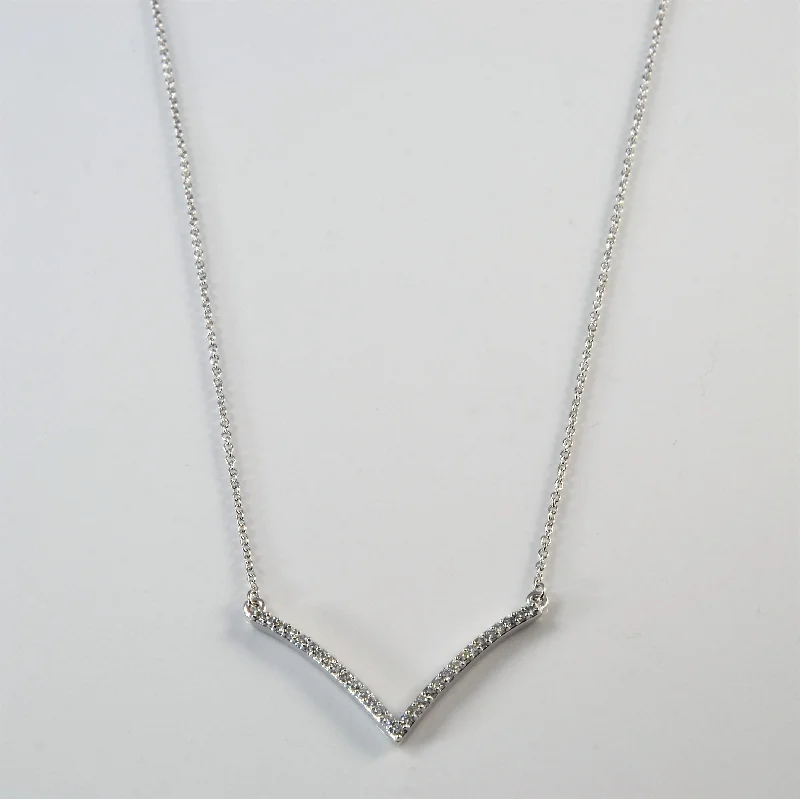 Sapphire pendant necklaces-Pave Diamond Chevron Necklace | 0.10ctw | 18" |