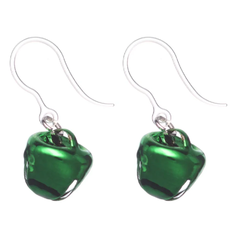 Knit bead earrings-Festive Jingle Bell Dangles Hypoallergenic Earrings for Sensitive Ears Made with Plastic Posts