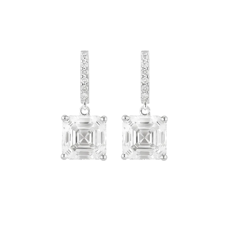 Single dot earrings-The Asscher Solitaire Drop Earrings