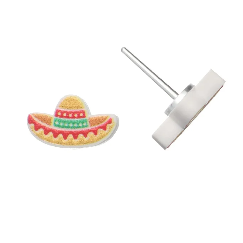 Soft shape earrings-Sombrero Studs Hypoallergenic Earrings for Sensitive Ears Made with Plastic Posts