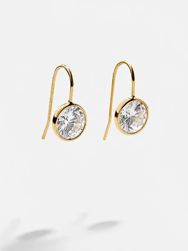 Prism crystal earrings-Fallon 18K Gold Bezel Earrings - Gold/Pavé