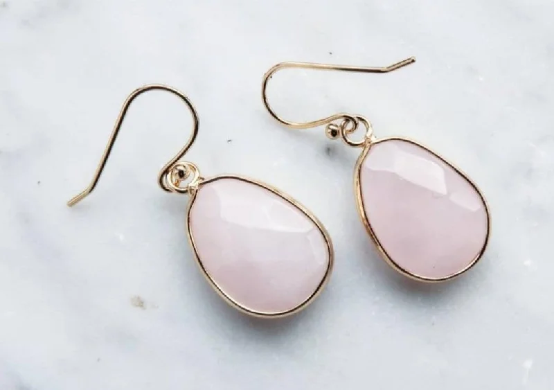 Plain stud earrings-Love Rose Quartz Earrings