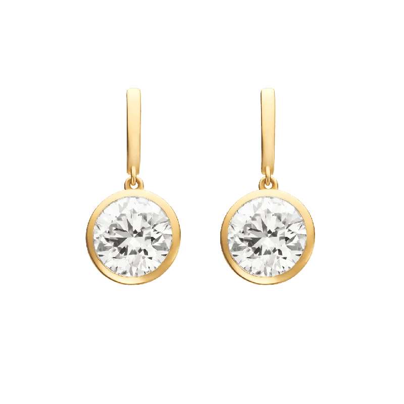 Clear glass earrings-The Round Brilliant Bezel Drop Earrings