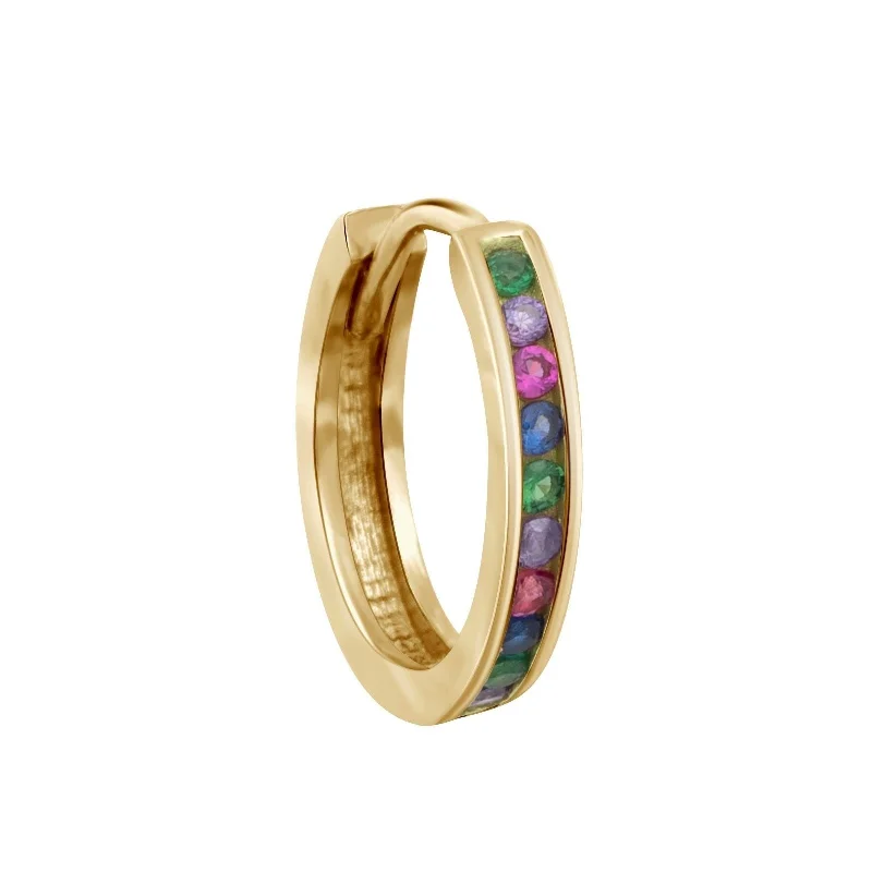 Diamond stud earrings-Multicolor Huggie Earring