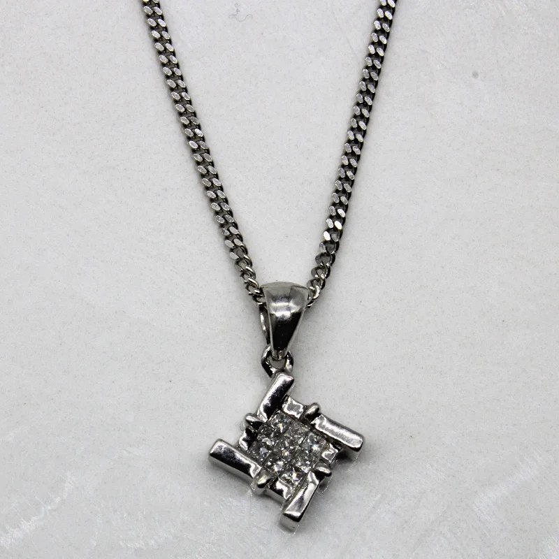 Bee charm necklaces-Twisted Diamond Grid Cluster Necklace | 0.13ctw | 18" |