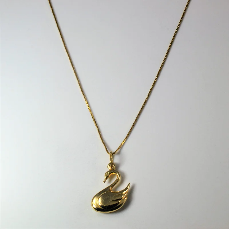 Gem-wrapped necklaces-Yellow Gold Swan Pendant Necklace | 18"|