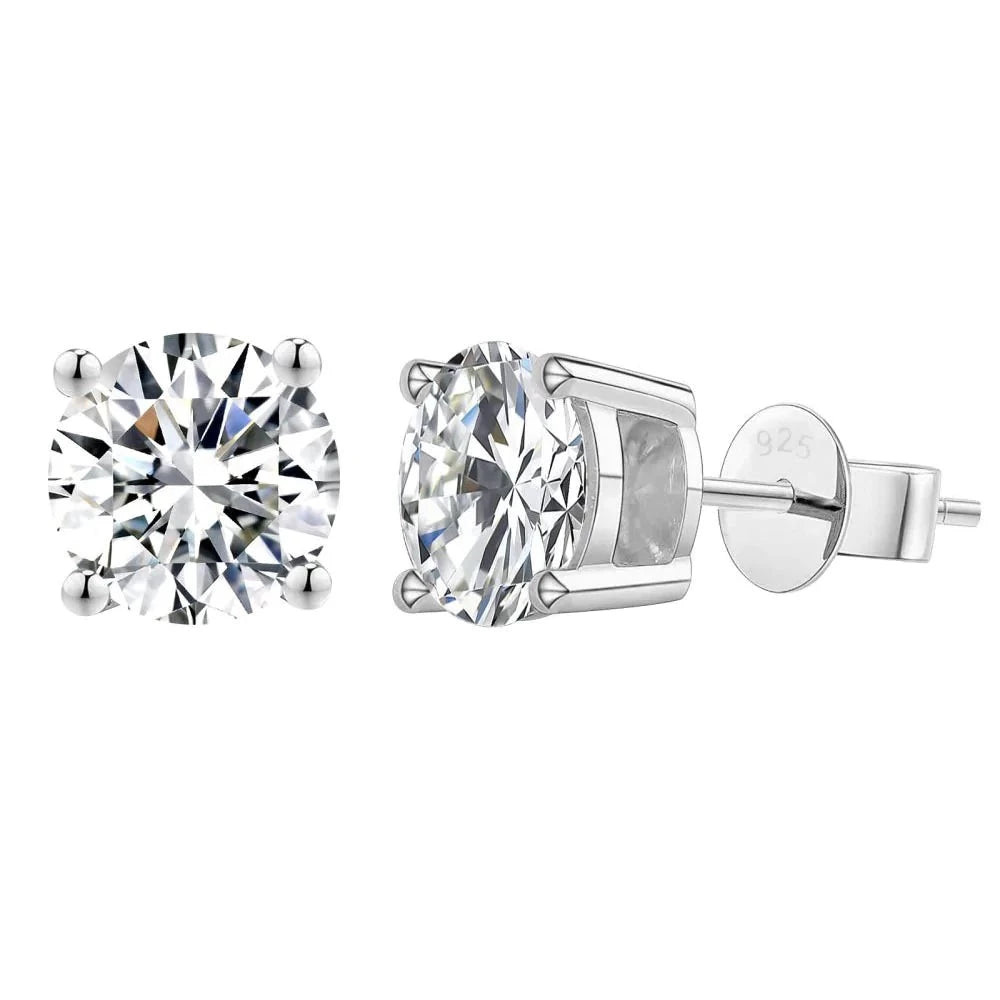 Reef theme earrings-Excellent VVS1 Moissanite Diamond Earrings Studs in White Gold