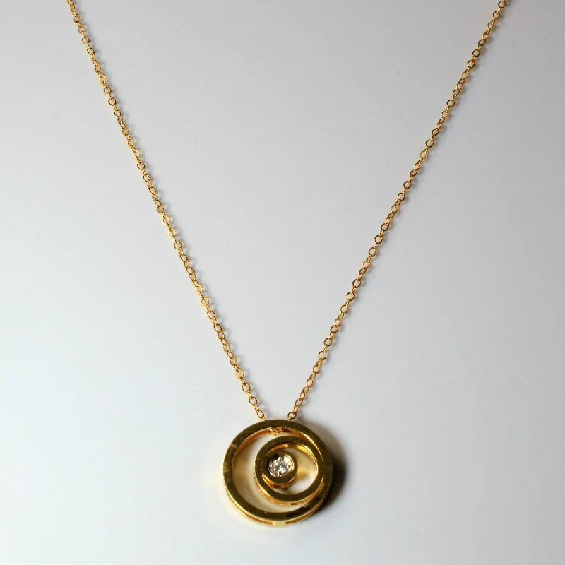 Brushed gold necklaces-Swirling Circle Diamond Necklace | 0.05ct | 16" |