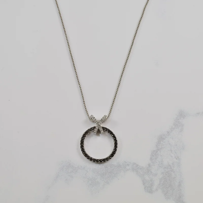 Heritage style necklaces-Black & White Diamond XO Necklace | 0.35ctw | 18" |