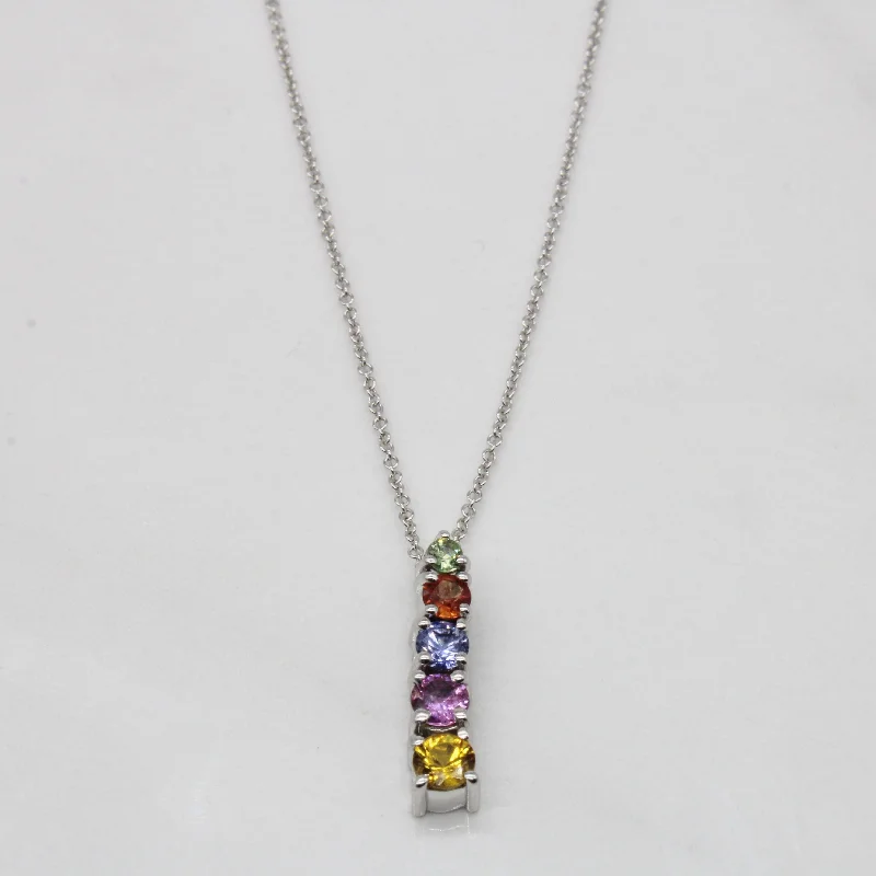 Flapper style necklaces-Multi Colour Sapphire Necklace | 1.10ctw | 16" |