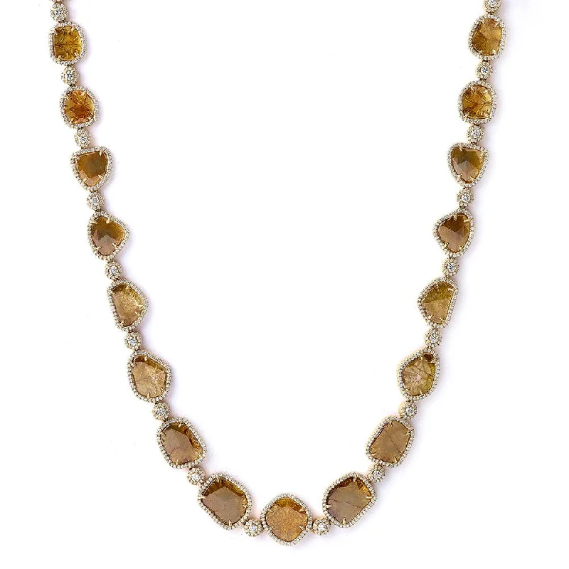 Refined pearl necklaces-Sliced Yellow Diamond Necklace CN213