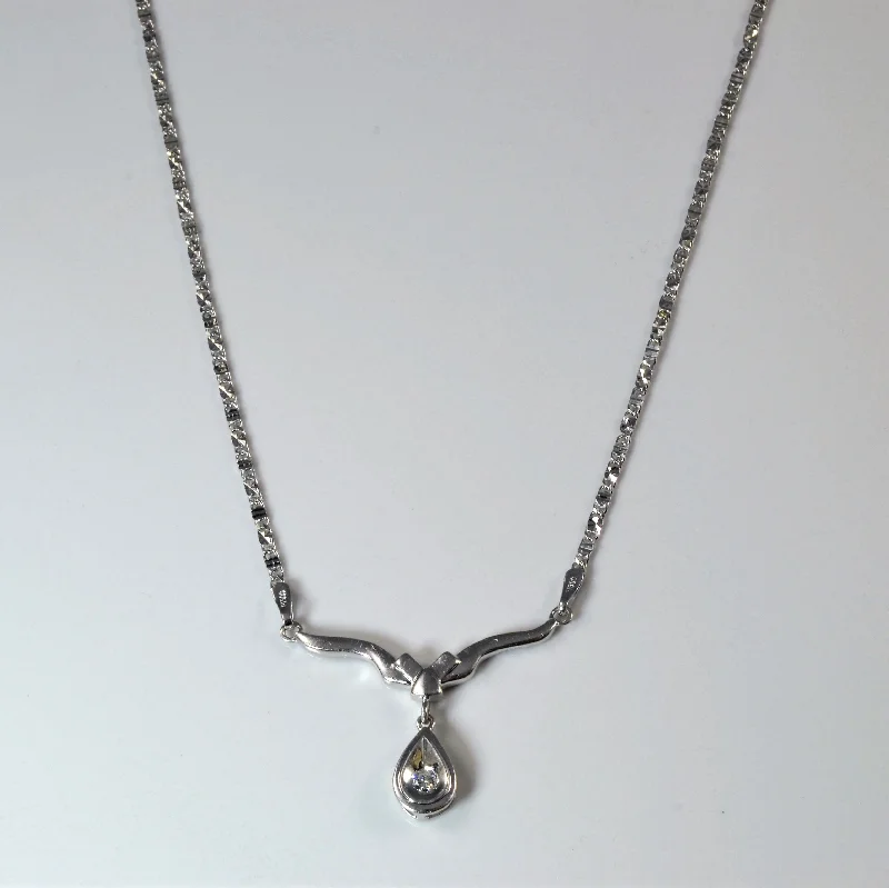 Stretchy cord necklaces-Flush Set Diamond Platinum Necklace | 0.08ct | 17" |