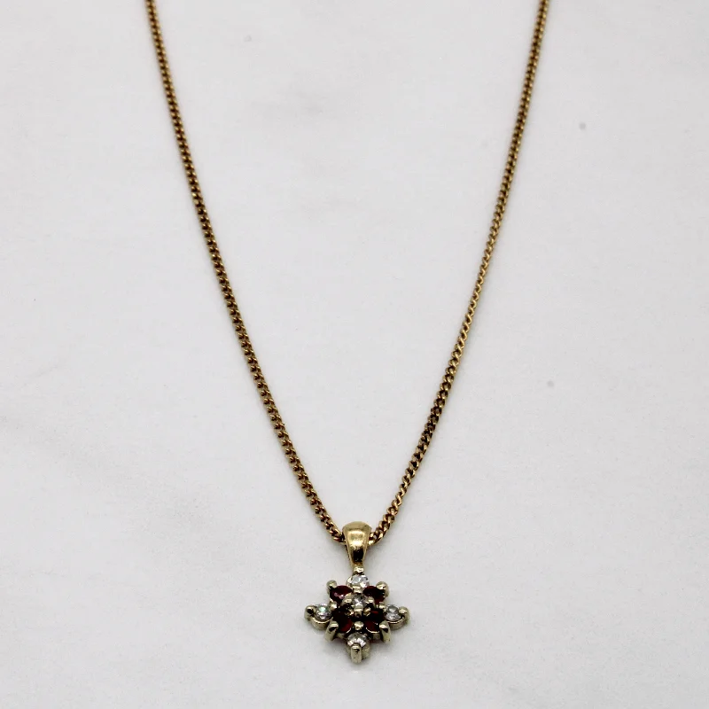 Memory locket necklaces-Ruby & Diamond Cluster Burst Necklace | 0.06ctw, 0.05ctw | 16" |