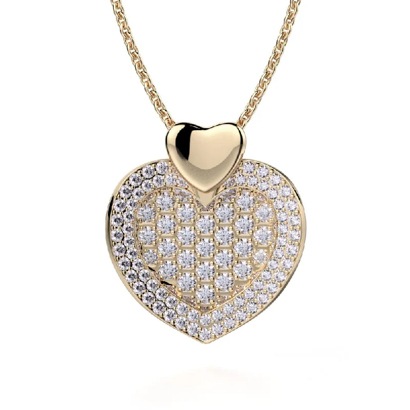 Star sign necklaces-Diamond Filled Heart Pendant Necklace MH112L-YG