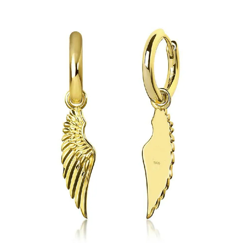 Wispy drop earrings-The Hope® - 925 Sterling Silver Hoop Dangle Angel Wing Earrings