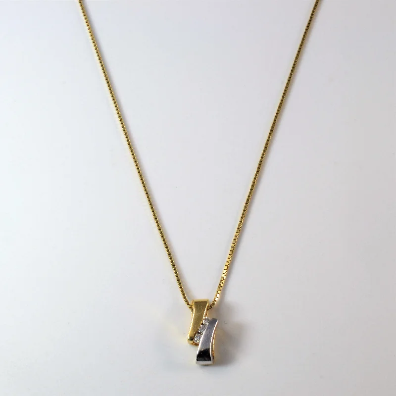 Stellar map necklaces-Channel Diamond Two Tone Necklace | 0.06ctw | 20" |