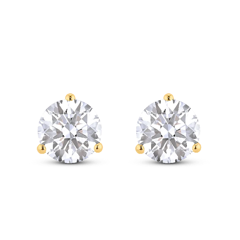 Clear glass earrings-The Round Brilliant Solitaire Studs