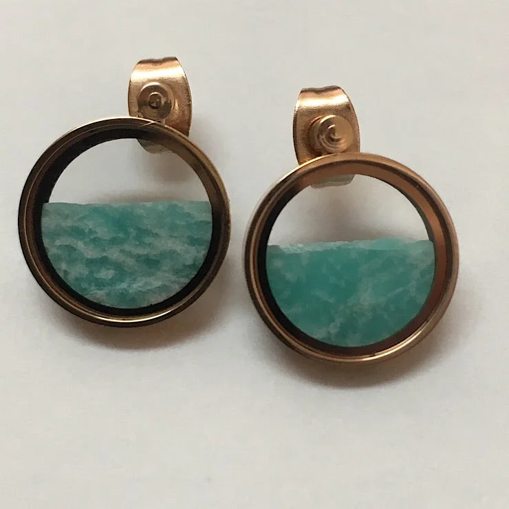 Soft shape earrings-AMAZONITE IN GLASS EARRINGS