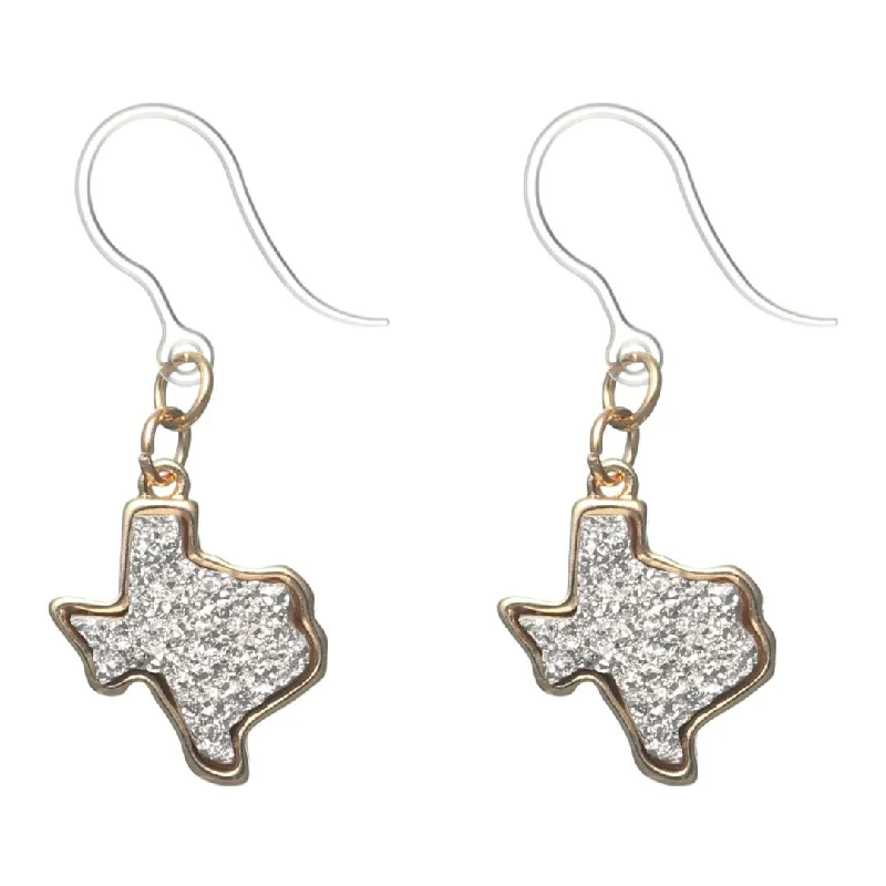 Tiered drop earrings-Faux Druzy Texas Dangles Hypoallergenic Earrings for Sensitive Ears Made with Plastic Posts