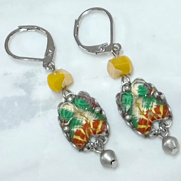 Infinity knot earrings-AYALABAR EARRINGS CLOSED HOOK 4 CM DROP YELLOW BEAD