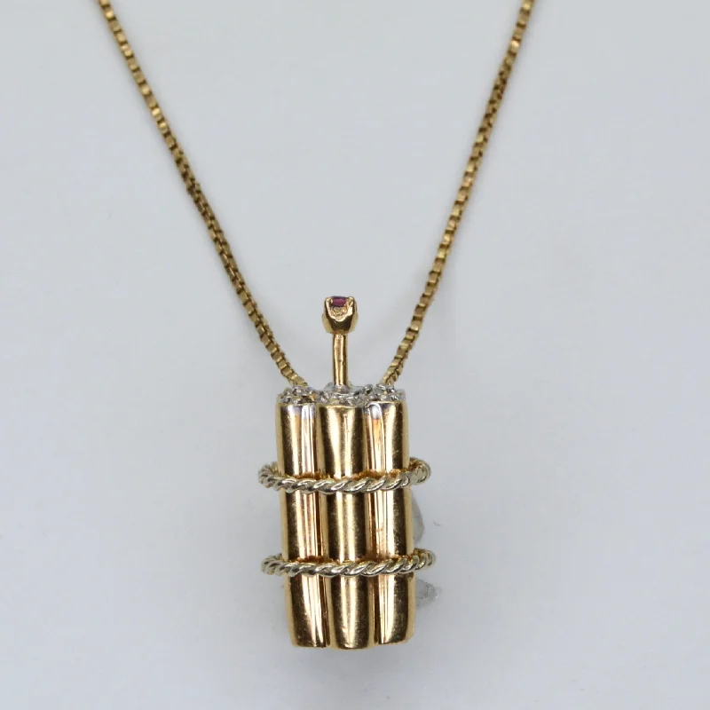 Smoky quartz necklaces-Ruby & Diamond Accented Dynamite Necklace | 27" |