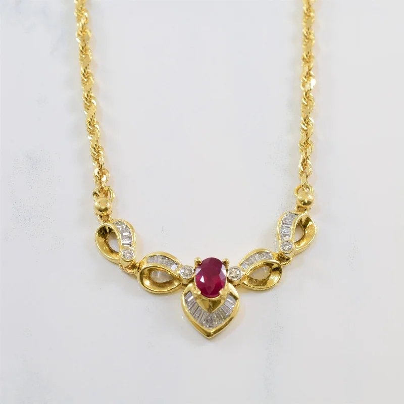 Warding eye necklaces-Ruby & Diamond Necklace | 0.70ctw, 1.00ct | 19" |