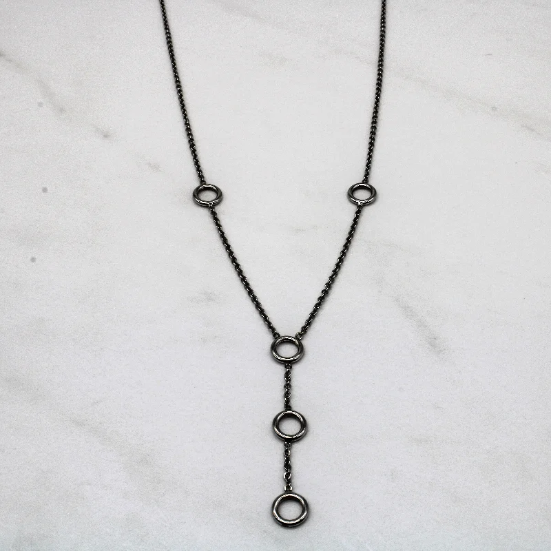 Woven tribal necklaces-White Gold Circle Drop Necklace | 16" |