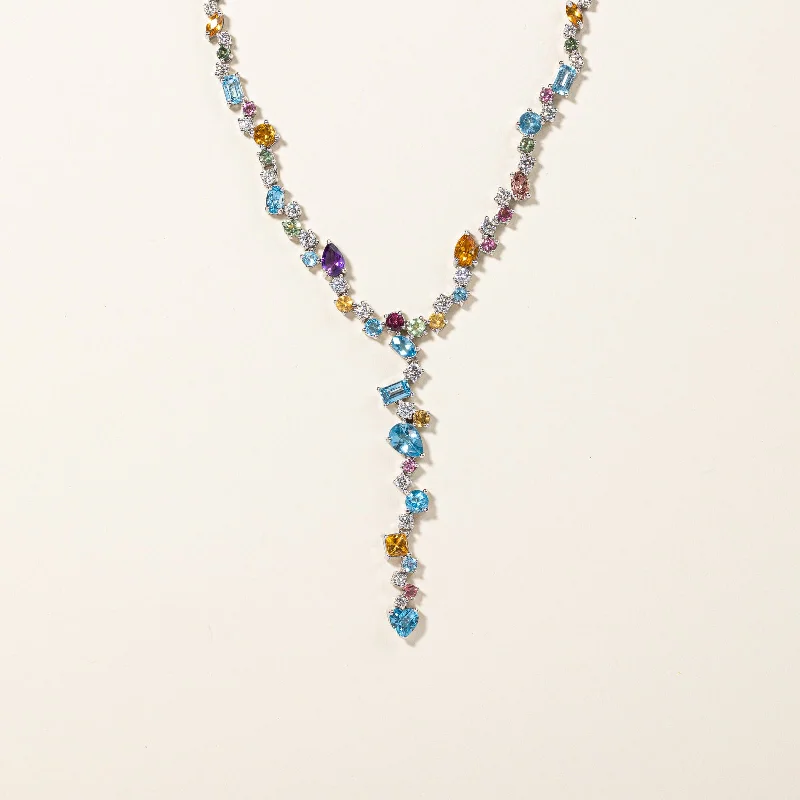 Futuristic necklaces-Multi Gem Drop Necklace | 8.37ctw | 17" |