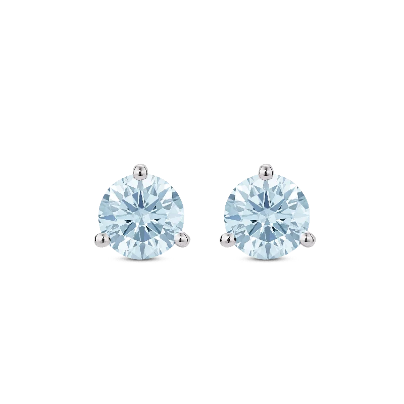 Vine hoop earrings-The Blue Round Brilliant Solitaire Studs