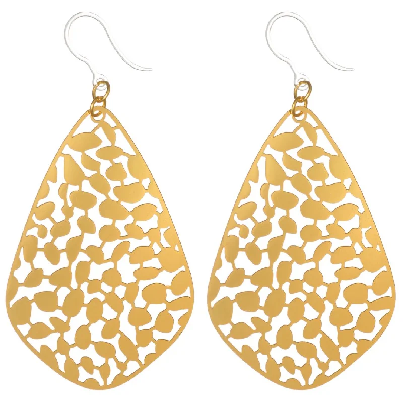 Cascading drop earrings-Vine Teardrop Dangles Hypoallergenic Earrings for Sensitive Ears Made with Plastic Posts