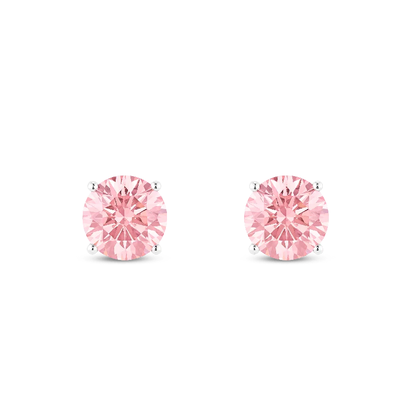 Akoya pearl earrings-The Pink Round Brilliant Solitaire Studs