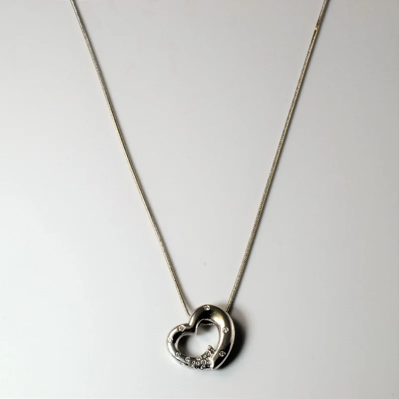 Vine motif necklaces-Birks' Flush Set Diamond Heart Necklace | 0.11ctw | 18"|