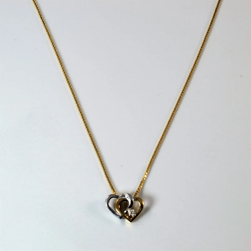 Stamped coin necklaces-Diamond Double Heart Necklace | 0.015ct | 18" |