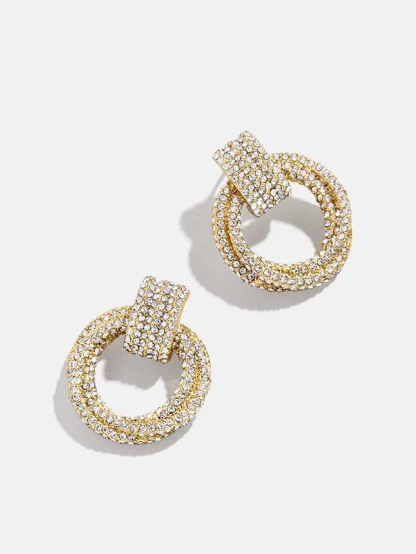 Shimmering druzy earrings-Arabella Earrings - Gold/Pavé