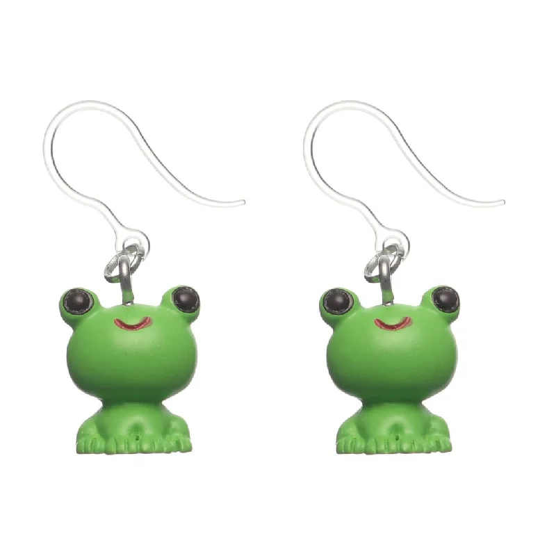 Amber stud earrings-Playful Frog Dangles Hypoallergenic Earrings for Sensitive Ears Made with Plastic Posts