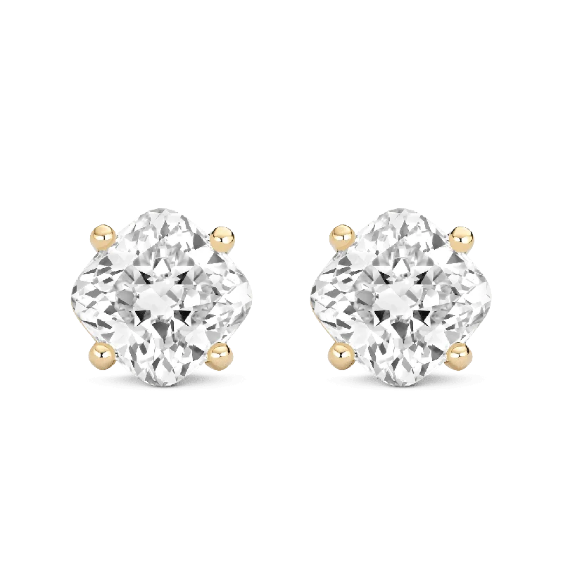 Tri-metal earrings-The Cushion Solitaire Studs