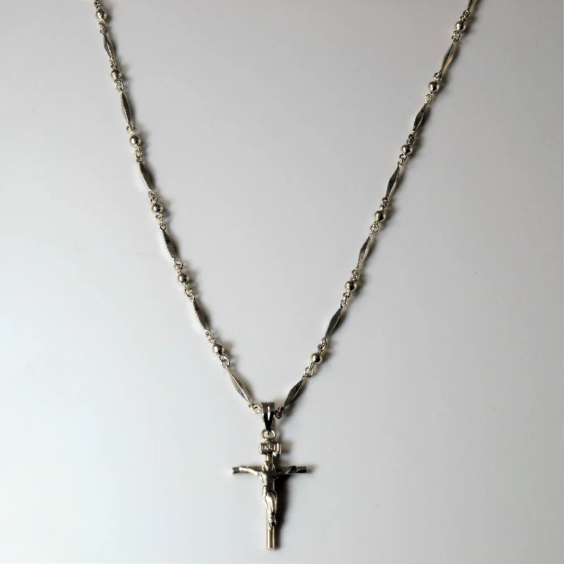 Futuristic necklaces-Cross Pendant Beaded Chain Necklace | 18"|