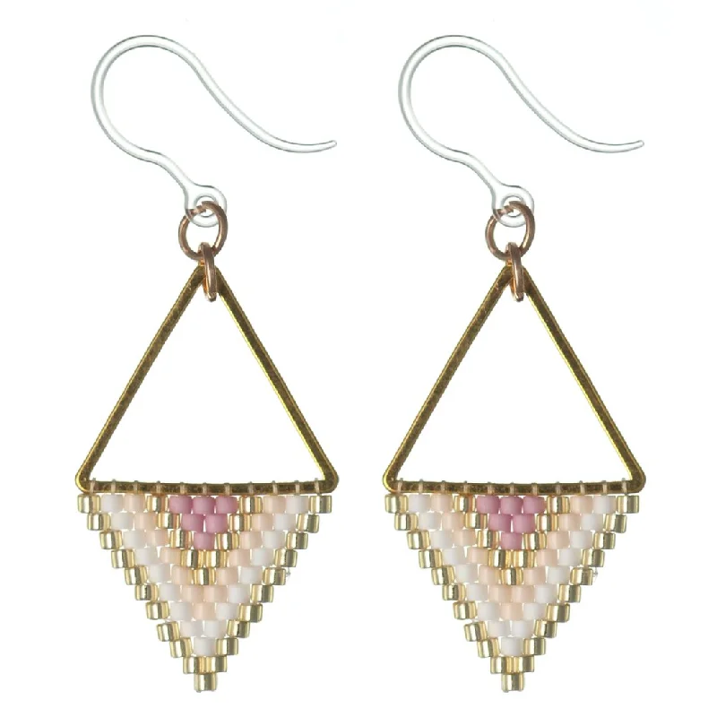 Tiny wing earrings-Seed Bead Triangle Drop Dangles Hypoallergenic Earrings for Sensitive Ears Made with Plastic Posts