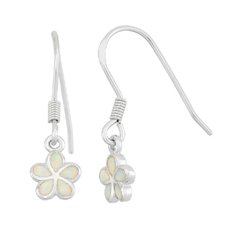 Solar phase earrings-Sterling Silver White Inlay Opal Flower Earrings