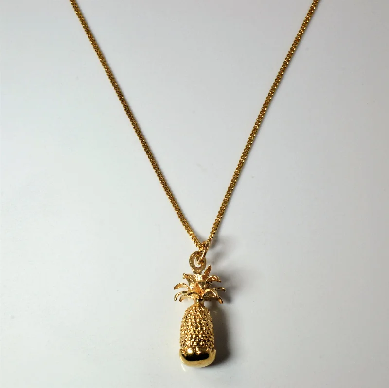 Chained layer necklaces-Yellow Gold Pineapple Necklace | 19" |