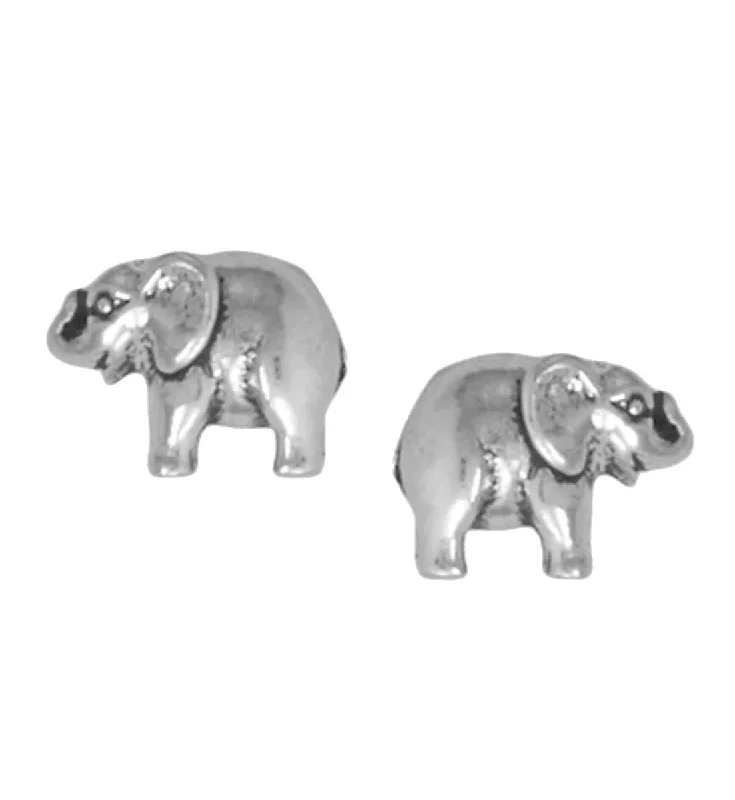 Slim hoop earrings-Elephant Stud Earrings Sterling Silver - Made in the USA