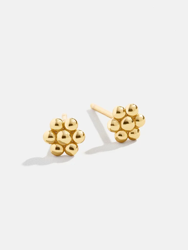 Detailed drop earrings-Dahlia 18K Gold Earrings - Flower