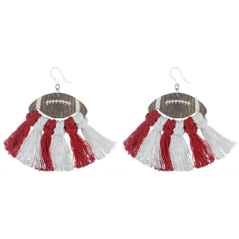 Tourmaline earrings-Football Fringe Dangles Hypoallergenic Earrings for Sensitive Ears Made with Plastic Posts